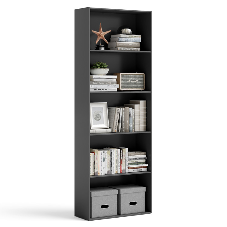 5-Shelf Storage Bookcase Modern Multi-Functional Display Cabinet Furniture-BlackCostway Gallery View 7 of 8