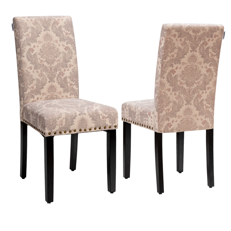 Set of 2 Fabric Upholstered Dining Chairs with Nailhead-PinkCostway Gallery View 5 of 10