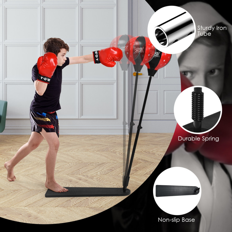 Kids Punching Bag with Adjustable Stand and Boxing GlovesCostway Gallery View 8 of 12