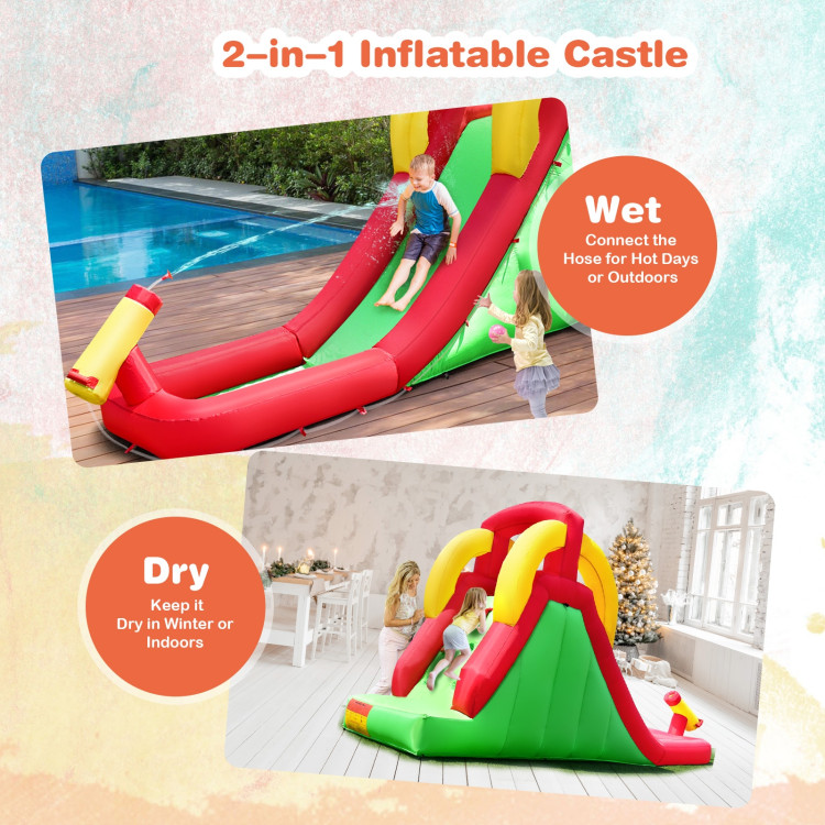 Inflatable Water Slide Bounce House with Climbing Wall and Jumper without BlowerCostway Gallery View 9 of 11