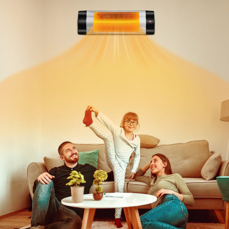 1500W Adjustable Infrared Wall-Mounted Patio Heater with Remote ControlCostway Gallery View 2 of 10