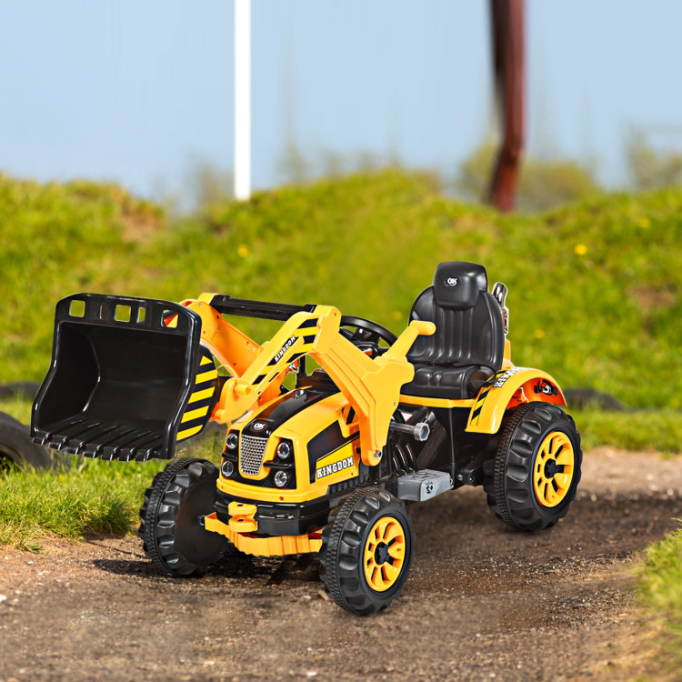 12 V Battery Powered Kids Ride on Dumper Truck-Yellow.Costway Gallery View 2 of 12