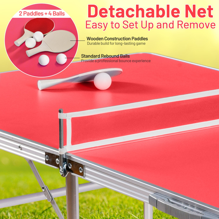 60 Inch Portable Tennis Ping Pong Folding Table With Accessories Costway 