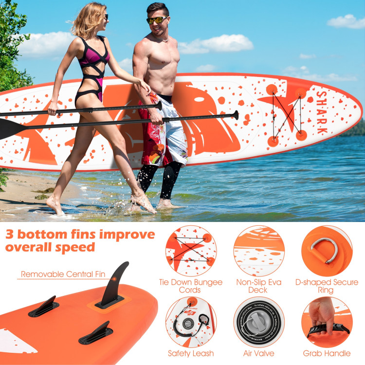 Inflatable Stand Up Paddle Board with Backpack Aluminum Paddle Pump-MCostway Gallery View 3 of 10