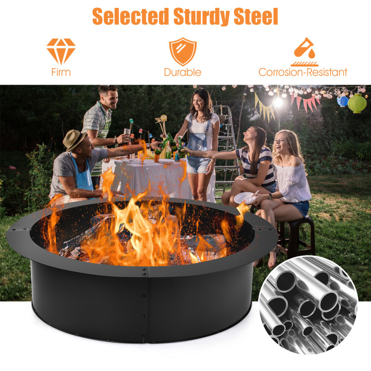36 inch Round Steel Fire Pit Ring Line for Outdoor BackyardCostway Gallery View 3 of 13
