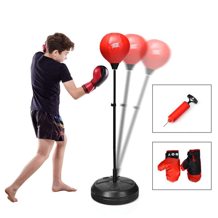 Adjustable Height Punching Bag with Stand Plus Boxing Gloves for Both Adults and KidsCostway Gallery View 5 of 12