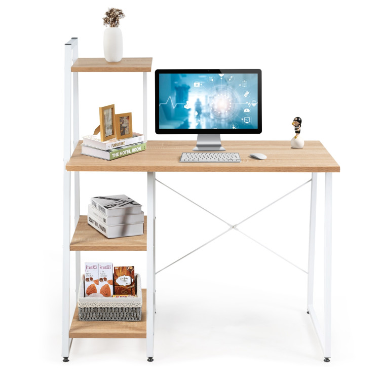 Costway 47.5'' Computer Desk Writing Desk Workstation w/ 4-Tier Shelves