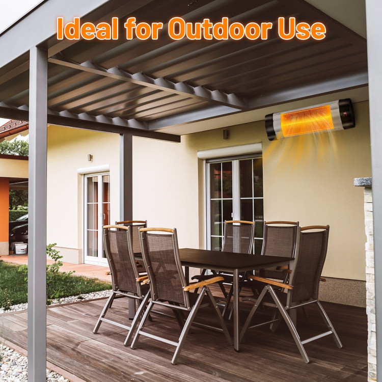 1500W Adjustable Infrared Wall-Mounted Patio Heater with Remote ControlCostway Gallery View 6 of 10