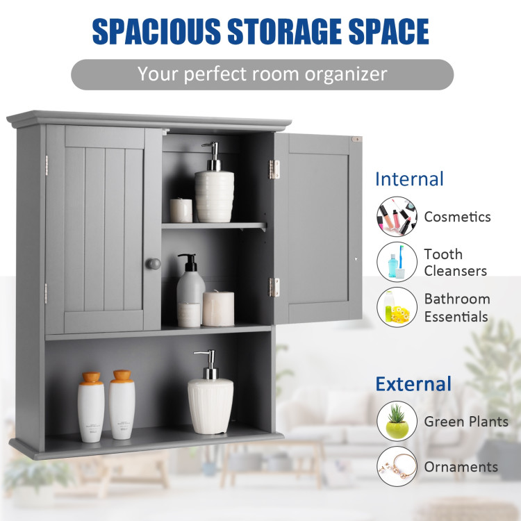 Wall Mount Bathroom Storage Cabinet -Gray - Gallery View 6 of 13