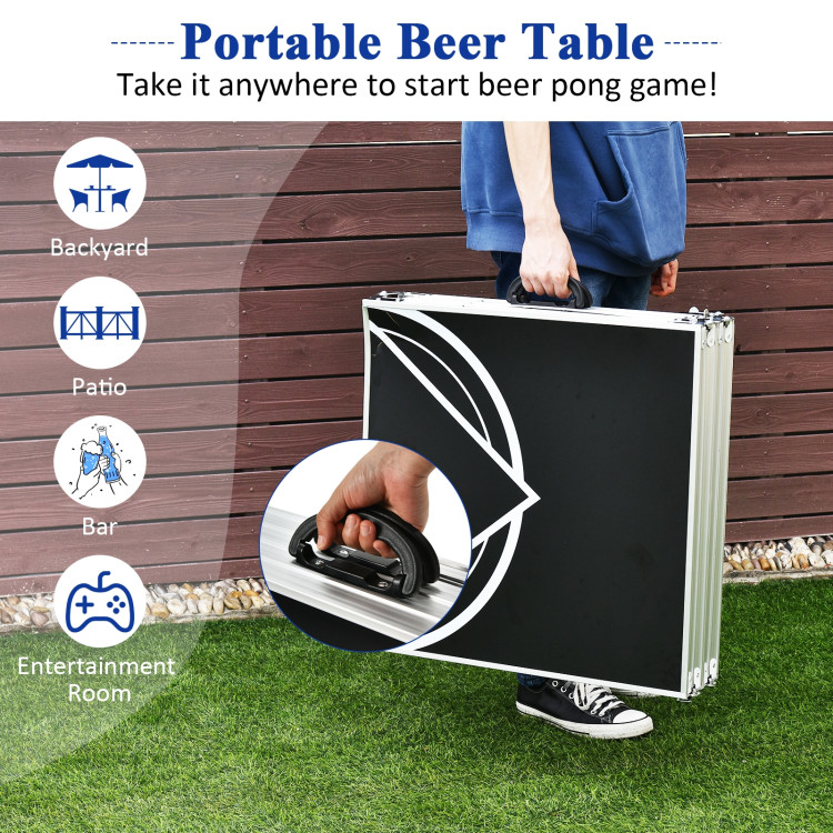 8 Feet Portable Party Drinking Game TableCostway Gallery View 3 of 13