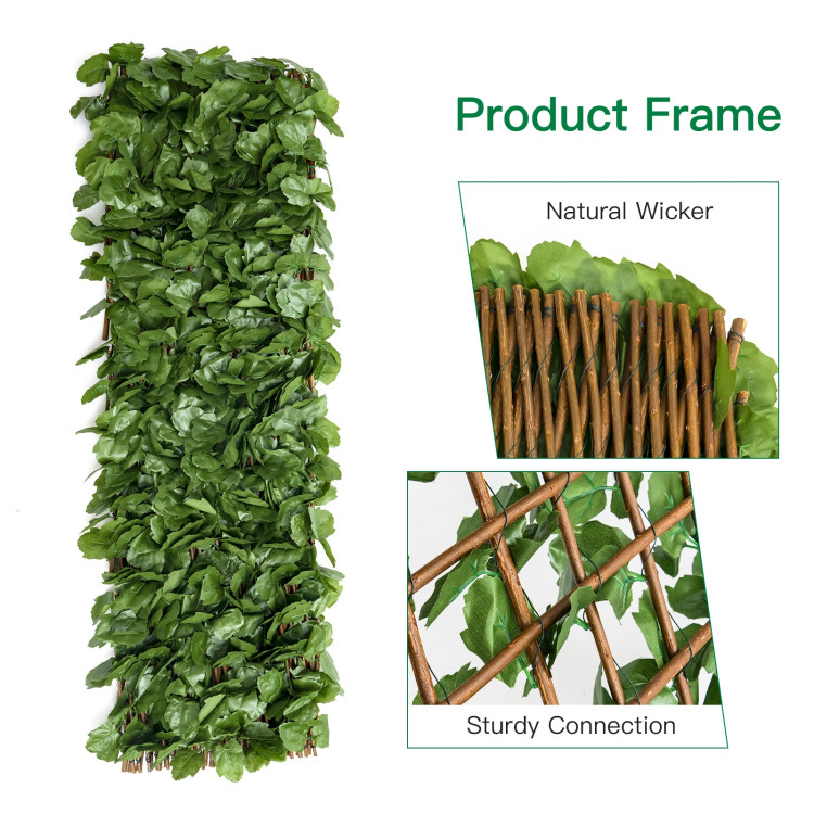 3 Pieces Retractable Artificial Leaf Faux Ivy Privacy Fence Screen ExpandableCostway Gallery View 14 of 15