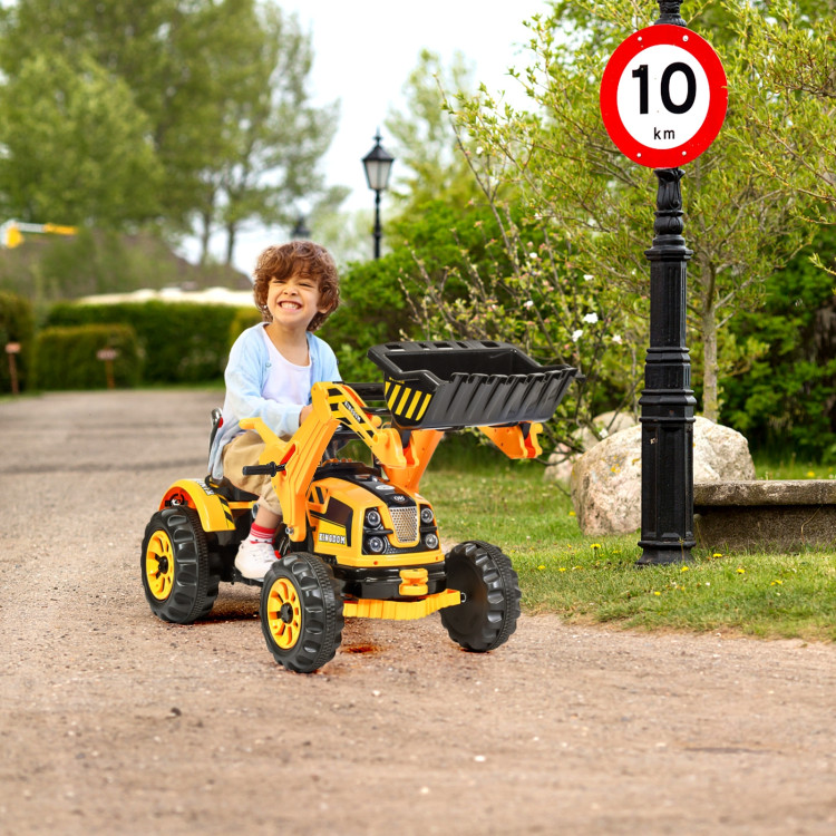 12 V Battery Powered Kids Ride on Dumper Truck-Yellow.Costway Gallery View 7 of 12