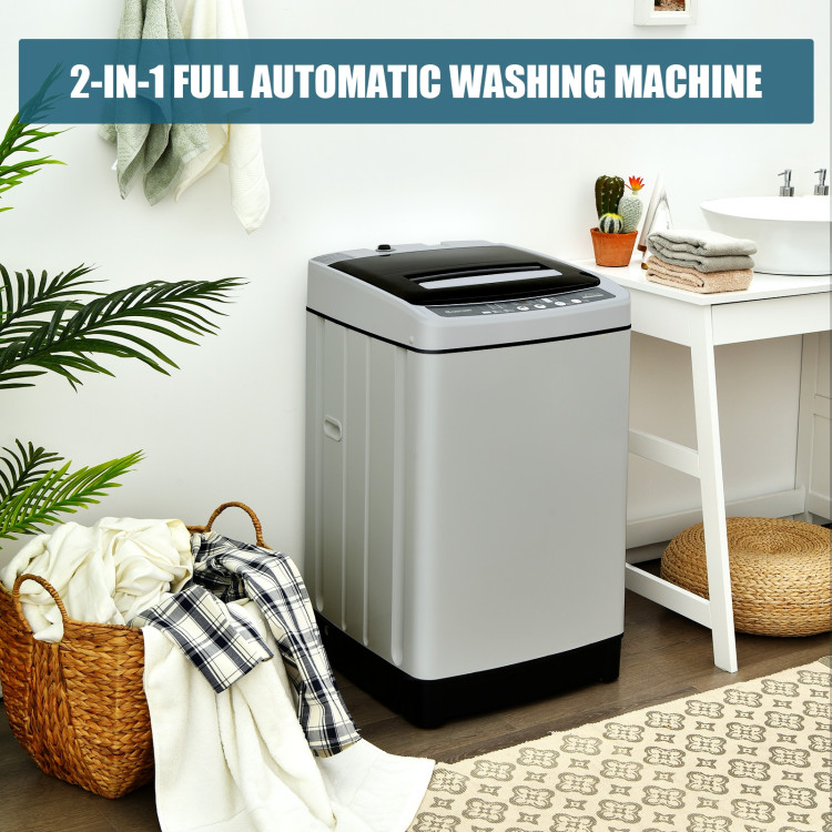 Full-Automatic Washing Machine 1.5 Cubic Feet 11 LBS Washer and Dryer-GrayCostway Gallery View 6 of 11