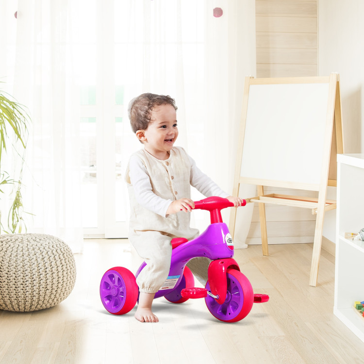 2 in 1 Toddler Tricycle Balance Bike Scooter Kids Riding Toys w/ Sound & Storage-PurpleCostway Gallery View 7 of 11