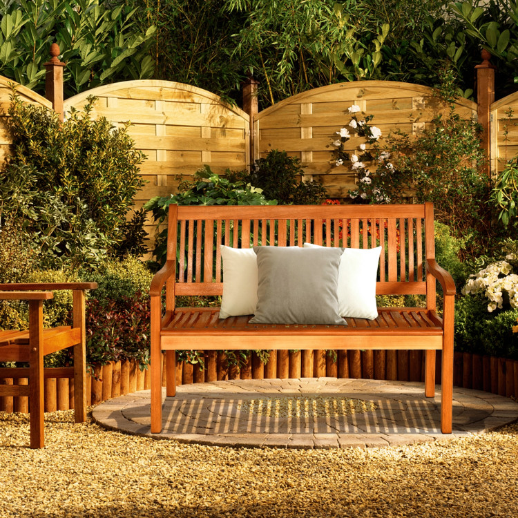 Two Person Solid Wood Garden Bench with Curved Backrest and Wide ArmrestCostway Gallery View 7 of 12