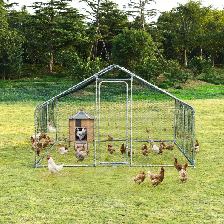 Large Walk in Shade Cage Chicken Coop with Roof Cover-13'Costway Gallery View 2 of 9