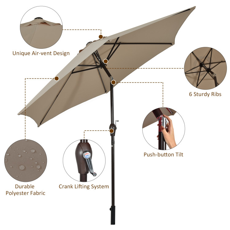 10 Feet Outdoor Patio Umbrella with Tilt Adjustment and Crank-TanCostway Gallery View 6 of 12