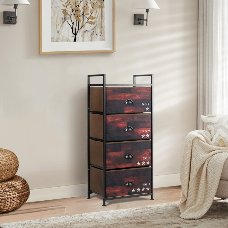 Industrial 4 Fabric Drawers Storage Dresser with Fabric Drawers and Steel FrameCostway Gallery View 6 of 8