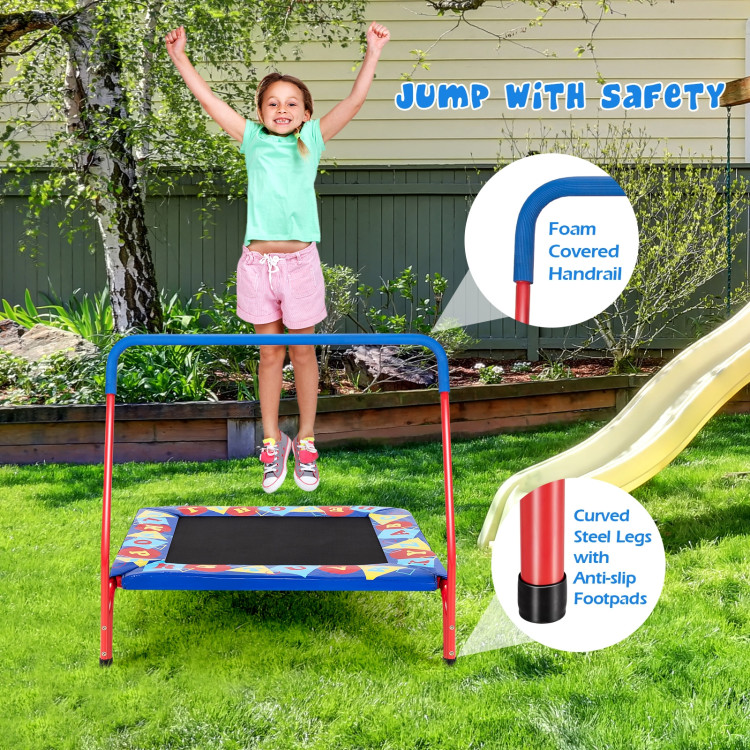 36 Inch Kids Indoor Outdoor Square Trampoline with Foamed Handrail-BlueCostway Gallery View 2 of 9