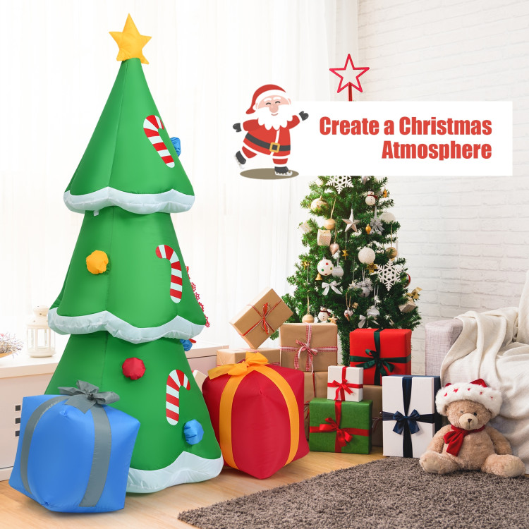 6 Feet Inflatable Christmas Tree with Gift Boxes Blow Up DecorationCostway Gallery View 1 of 12