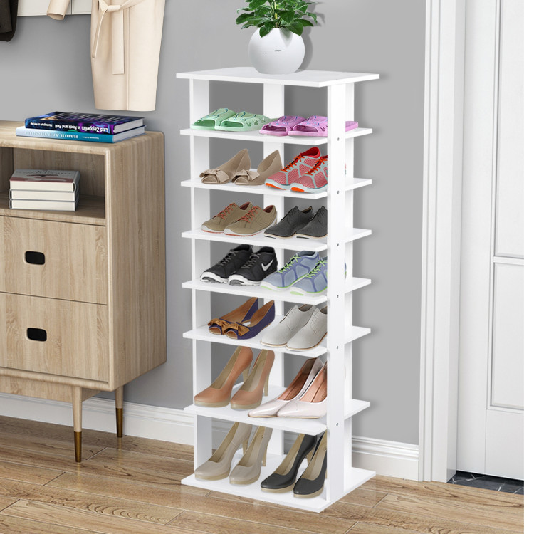 7-Tier Dual 14 Pair Shoe Rack Free Standing Concise Shelves StorageCostway Gallery View 6 of 13