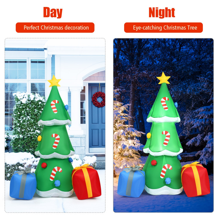 6 Feet Inflatable Christmas Tree with Gift Boxes Blow Up DecorationCostway Gallery View 7 of 12
