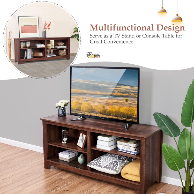 58 Inch Wood TV Stand for TVs up to 65 Inches with 4 Open Storage ShelvesCostway Gallery View 2 of 9