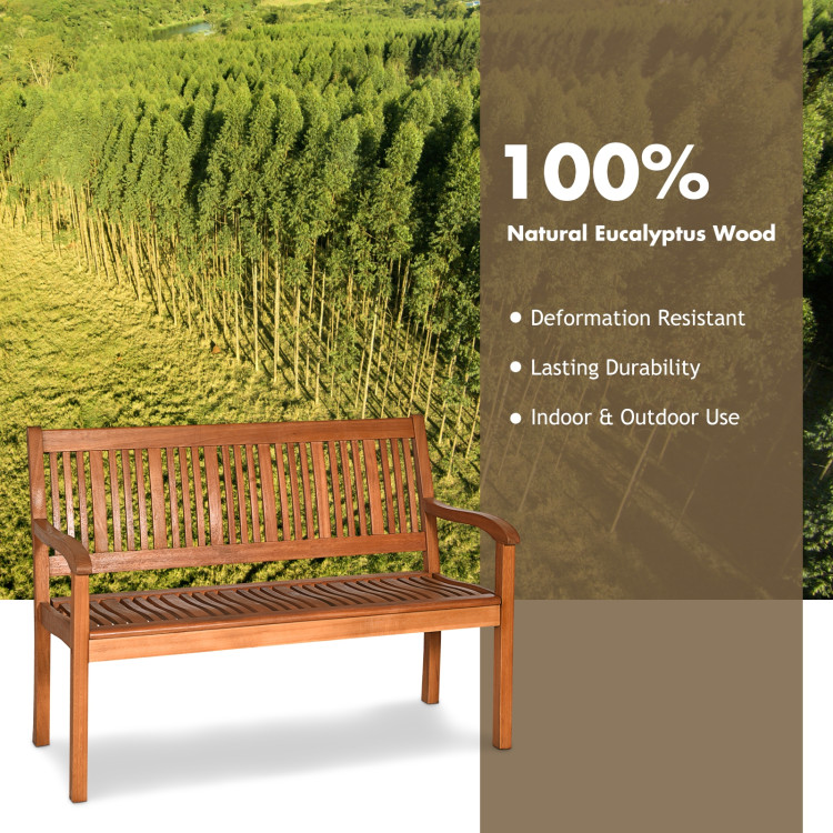 Two Person Solid Wood Garden Bench with Curved Backrest and Wide ArmrestCostway Gallery View 11 of 12