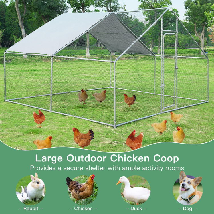 13 x 13 Feet Walk-in Chicken Coop with Waterproof Cover for Outdoor Backyard FarmCostway Gallery View 9 of 9