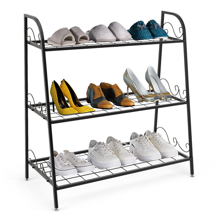 3-tier Metal Plant Stand Shelf Display Rack for Plants Shoes Flower PotCostway Gallery View 8 of 9