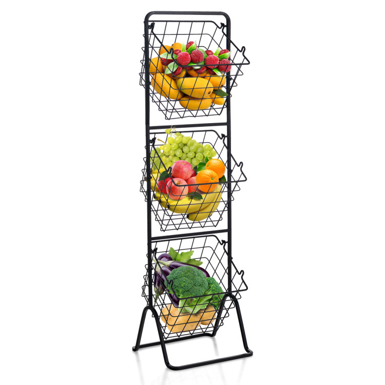 3-Tier Fruit Basket Stand with Adjustable HeightsCostway Gallery View 4 of 11