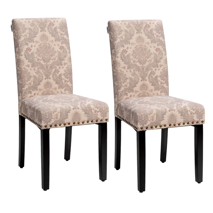 Set of 2 Fabric Upholstered Dining Chairs with Nailhead-PinkCostway Gallery View 1 of 10
