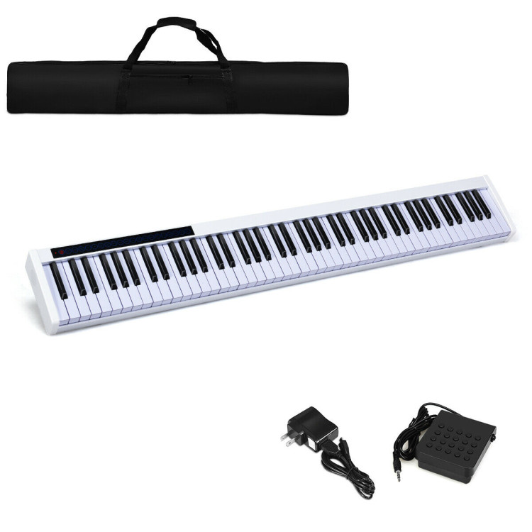 88-Key Portable Electronic Piano with Voice Function-WhiteCostway Gallery View 1 of 10