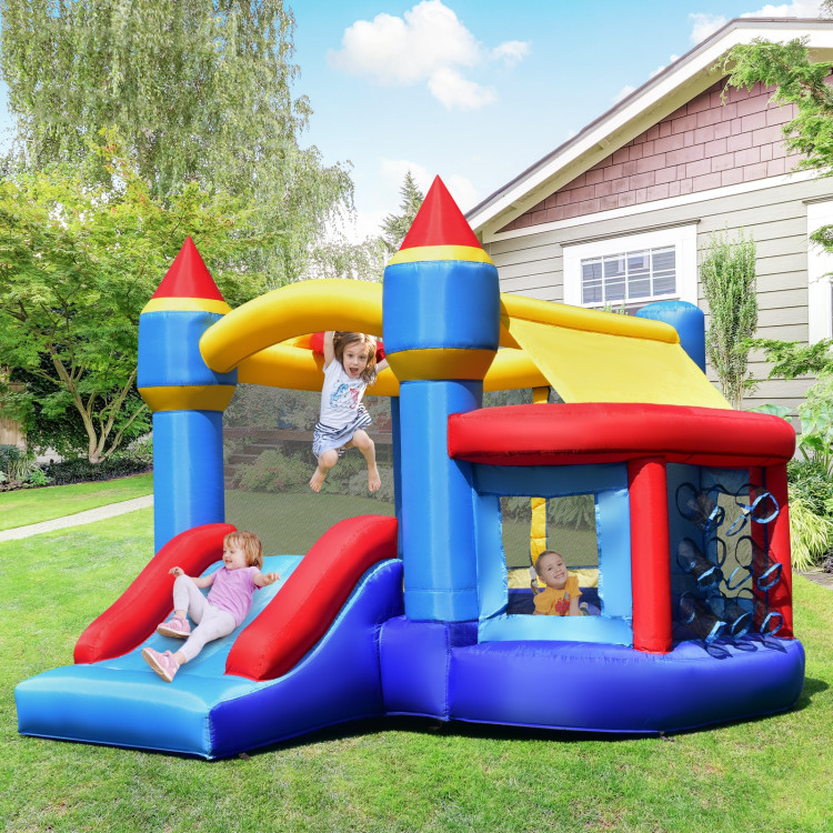 Castle Slide Inflatable Bounce House with Ball Pit and Basketball HoopCostway Gallery View 2 of 9