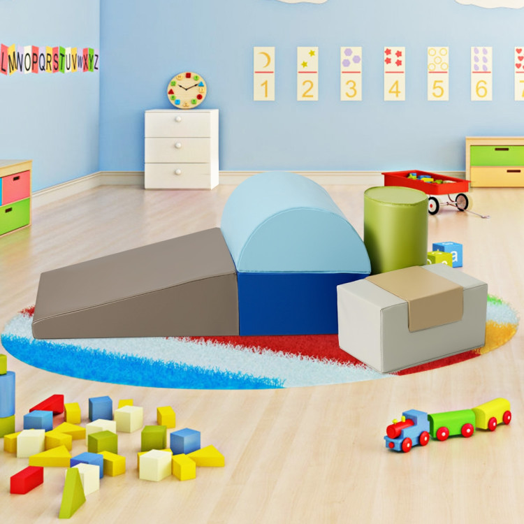 6 Piece Climb Crawl Play Set Indoor Kids Toddler - Costway
