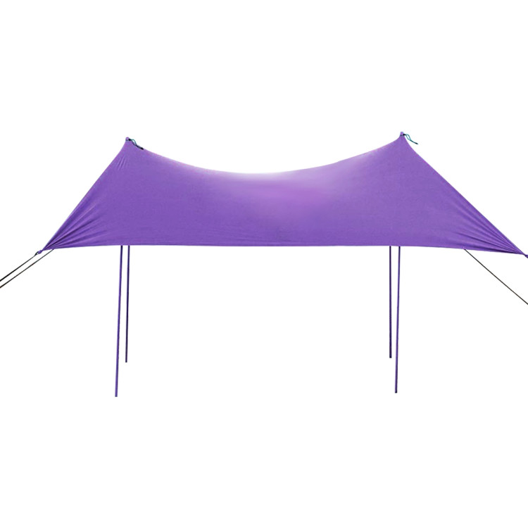 10 Foot Ride 9 Foot Family Beach Tent Canopy Sunshade with 4 Poles-PurpleCostway Gallery View 1 of 10