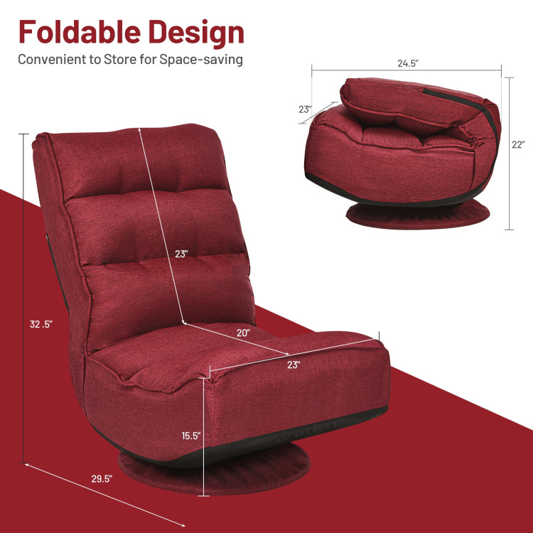 5-Position Folding Floor Gaming Chair-Dark RedCostway Gallery View 4 of 8