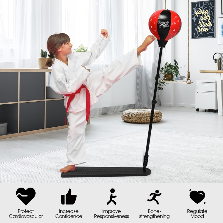 Kids Punching Bag with Adjustable Stand and Boxing GlovesCostway Gallery View 3 of 12