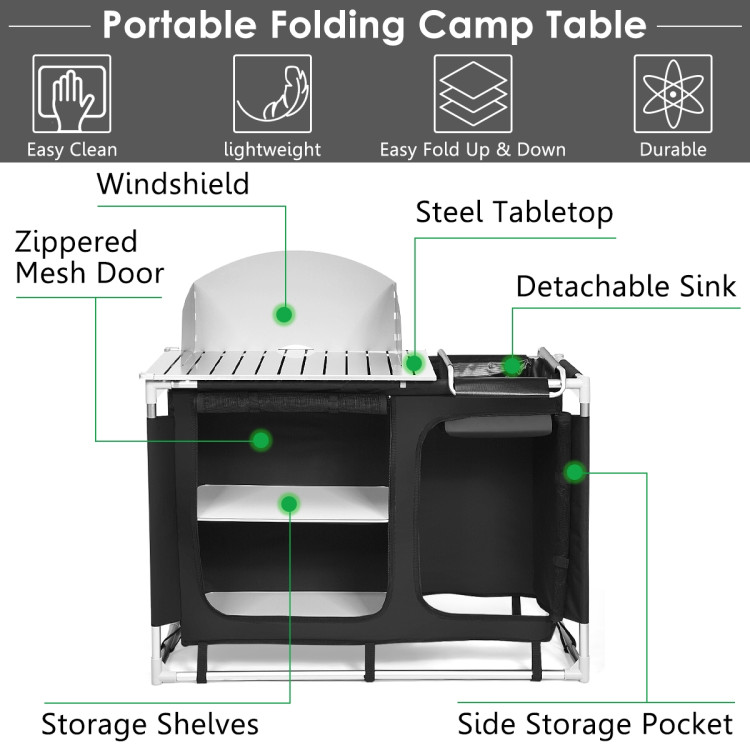 Portable Camp Kitchen and Sink TableCostway Gallery View 11 of 12