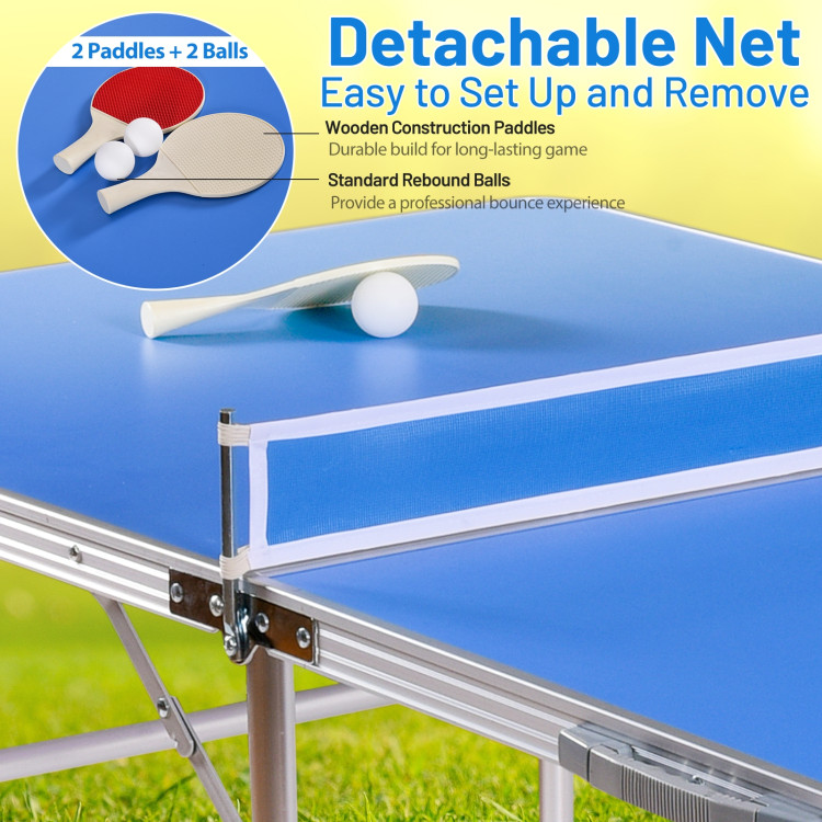 60 Inch Portable Tennis Ping Pong Folding Table with Accessories-BlueCostway Gallery View 12 of 12