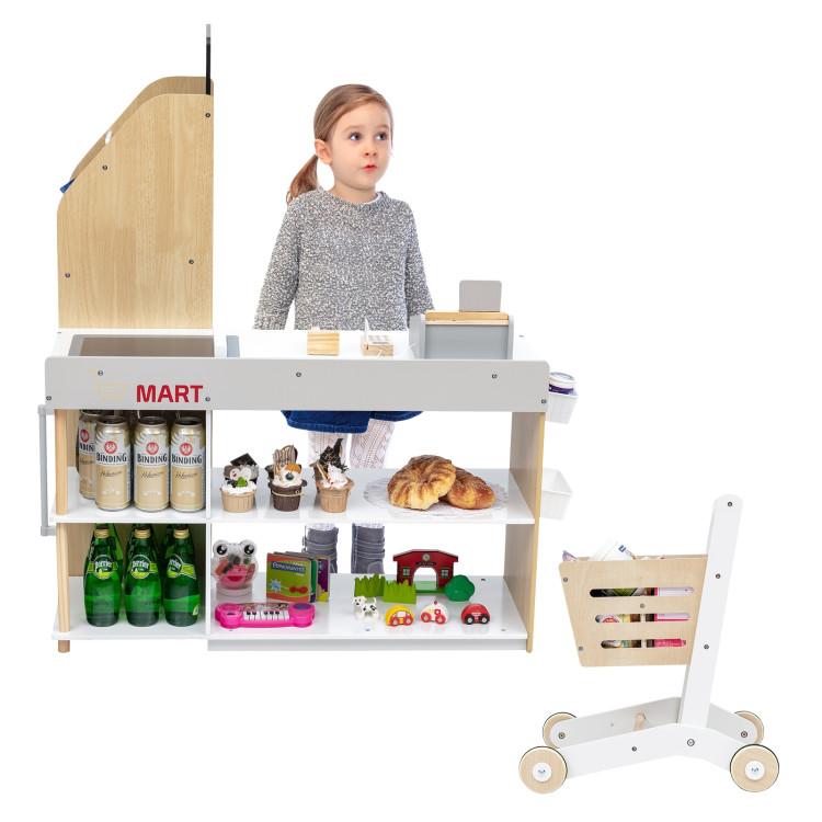 Grocery Store Playset Pretend Play Supermarket Shopping SetCostway Gallery View 10 of 14