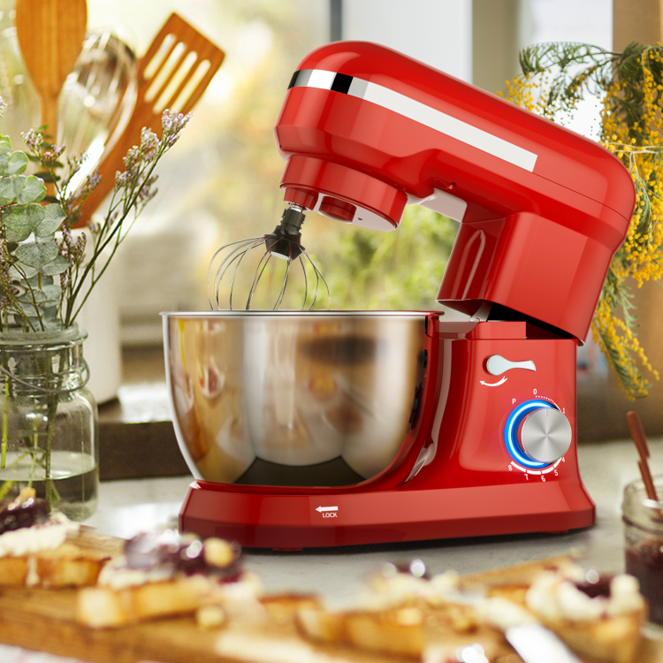 4.8 Qt 8-speed Electric Food Mixer with Dough Hook Beater-RedCostway Gallery View 7 of 15