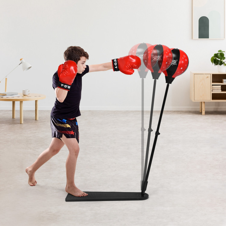 Kids Punching Bag with Adjustable Stand and Boxing GlovesCostway Gallery View 2 of 12