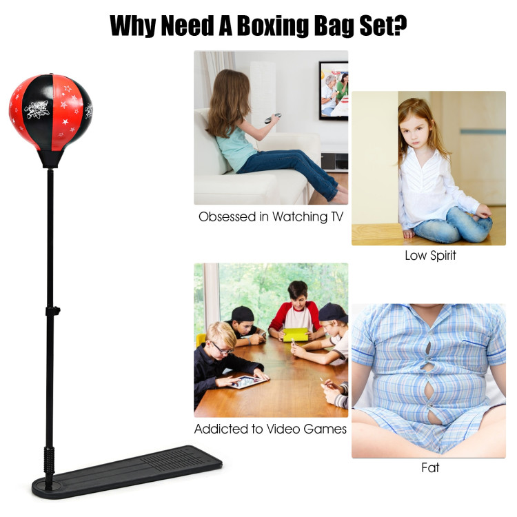 Kids Punching Bag with Adjustable Stand and Boxing GlovesCostway Gallery View 5 of 12