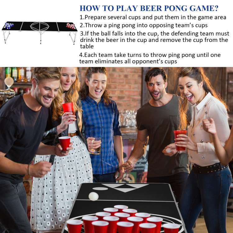 8 Feet Portable Party Drinking Game TableCostway Gallery View 13 of 13