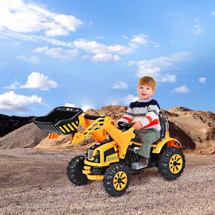 12 V Battery Powered Kids Ride on Dumper Truck-Yellow.Costway Gallery View 8 of 12