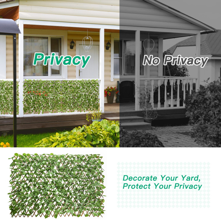 3 Pieces Retractable Artificial Leaf Faux Ivy Privacy Fence Screen ExpandableCostway Gallery View 6 of 15