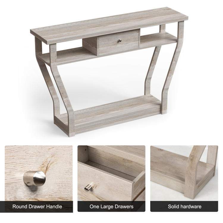 Modern Sofa Accent Table with Drawer-GrayCostway Gallery View 12 of 12