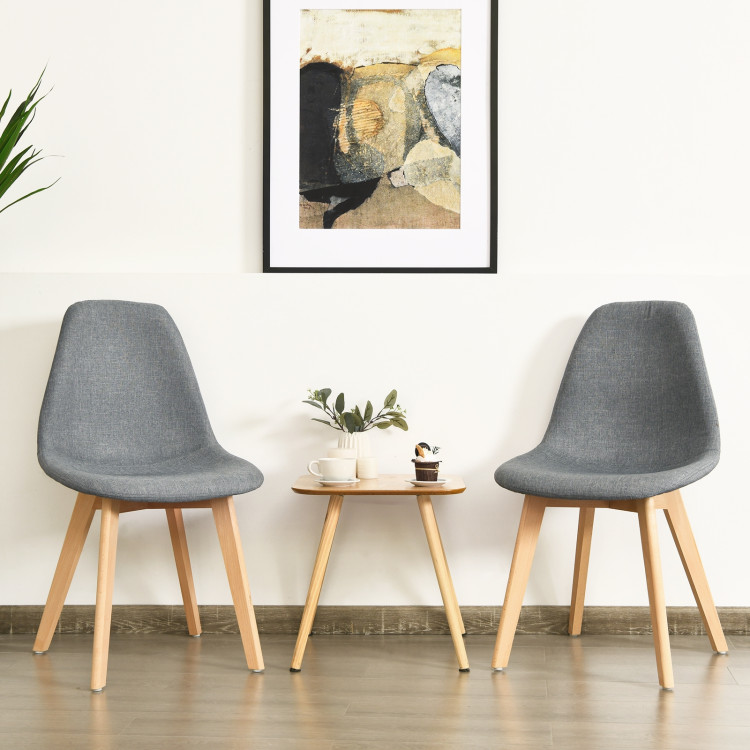 2 Pieces Modern Dining Chair Set with Wood Legs and Fabric Cushion SeatCostway Gallery View 2 of 9