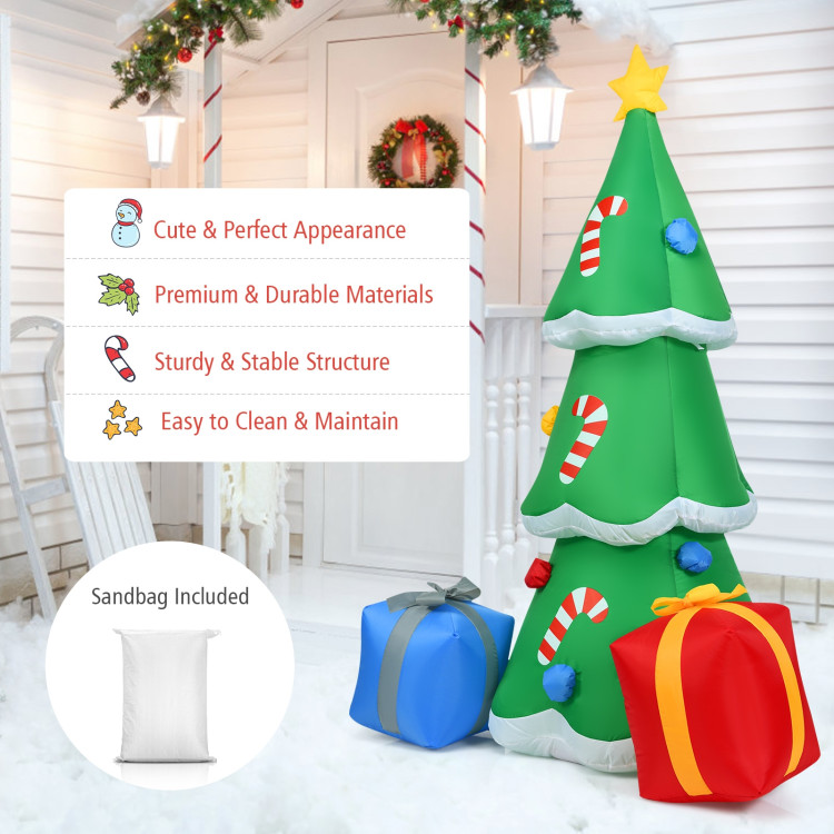 6 Feet Inflatable Christmas Tree with Gift Boxes Blow Up DecorationCostway Gallery View 2 of 12